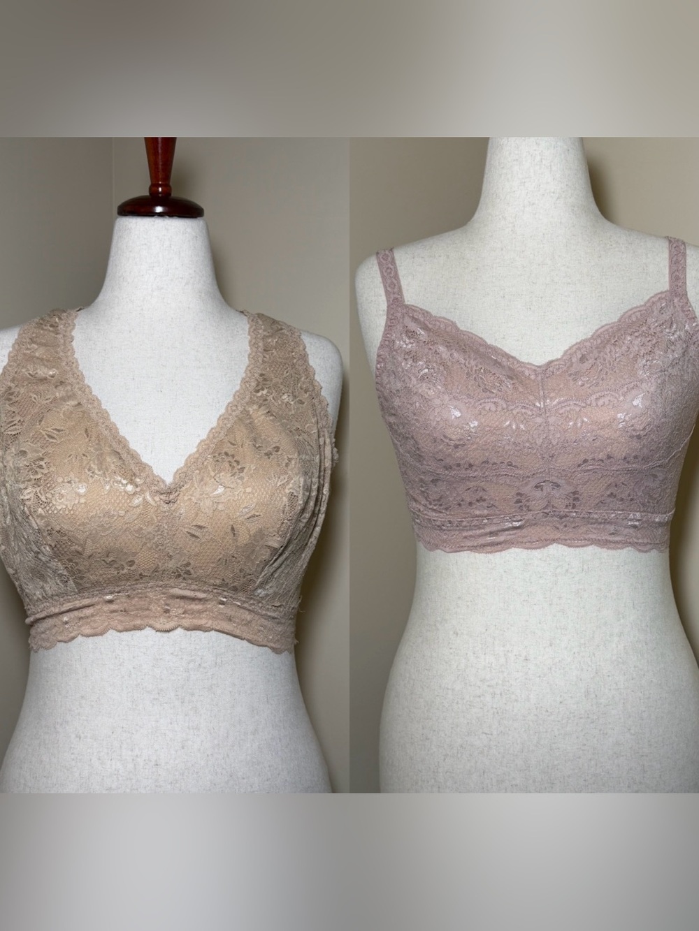 Two Cosabella Never Say Never Lace Bralette Bundle Large Nude Wireless Italy 2pc